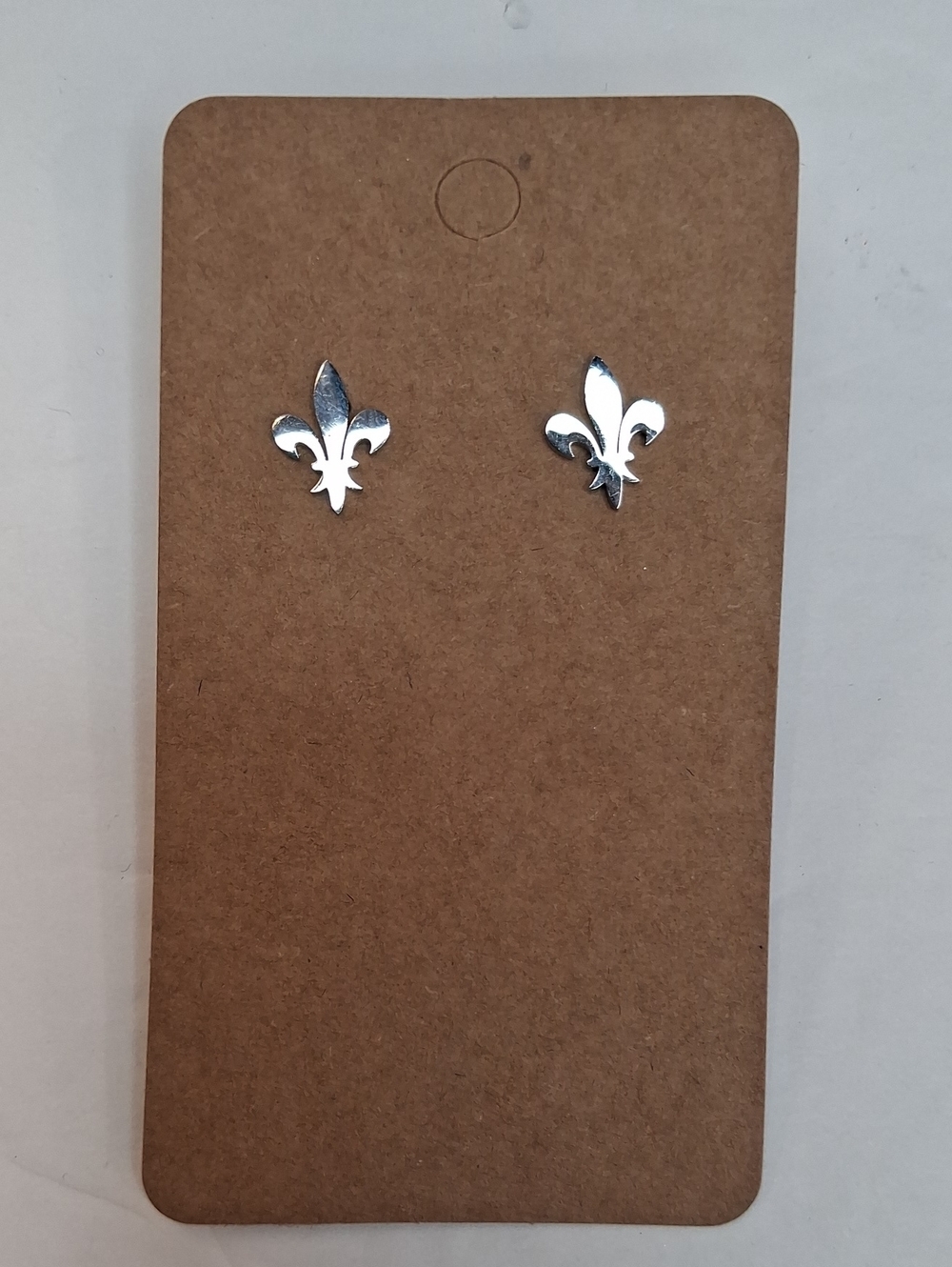 Stainless Steel Fleur De Lis Stud Earrings Silver Tone French Classic